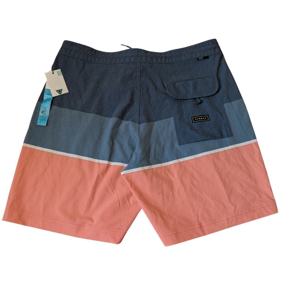 Vissla North Point Men Size 36 Blue Salmon Colorblock Board Shorts Swim Trunks - Picture 2 of 16
